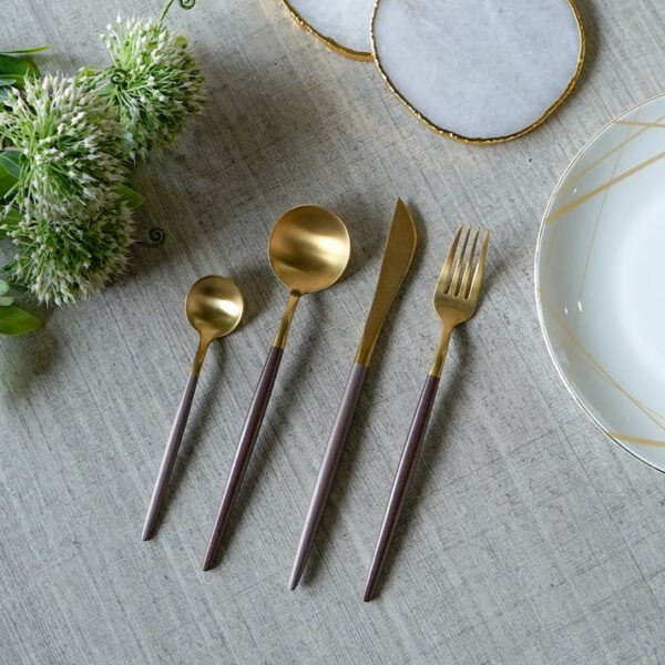 Coffee Gold Starter Cutlery Set(Set of 24 pieces)
