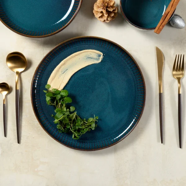 Emerald Teal deep dish Modern Dinnerset (Set of 12 Pieces)