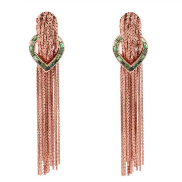 ROSEGOLD CASCADE EARRINGS (GREEN)
