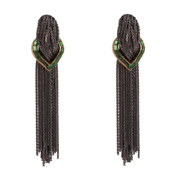 PEWTER CASCADE EARRINGS (GREEN)