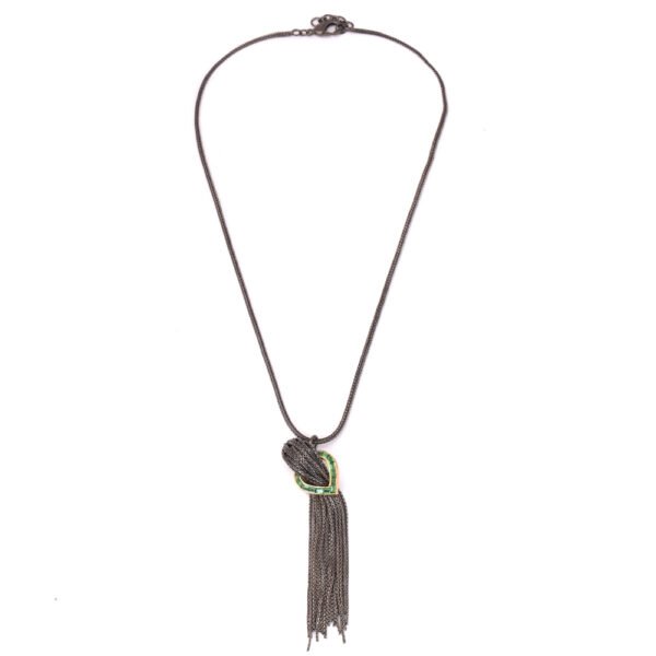 PEWTER CASCADE NECKPIECE(GREEN)