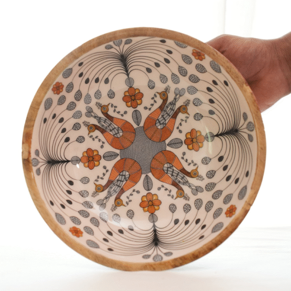 A Tribal Peacock Chip N Dip Set - Mustard